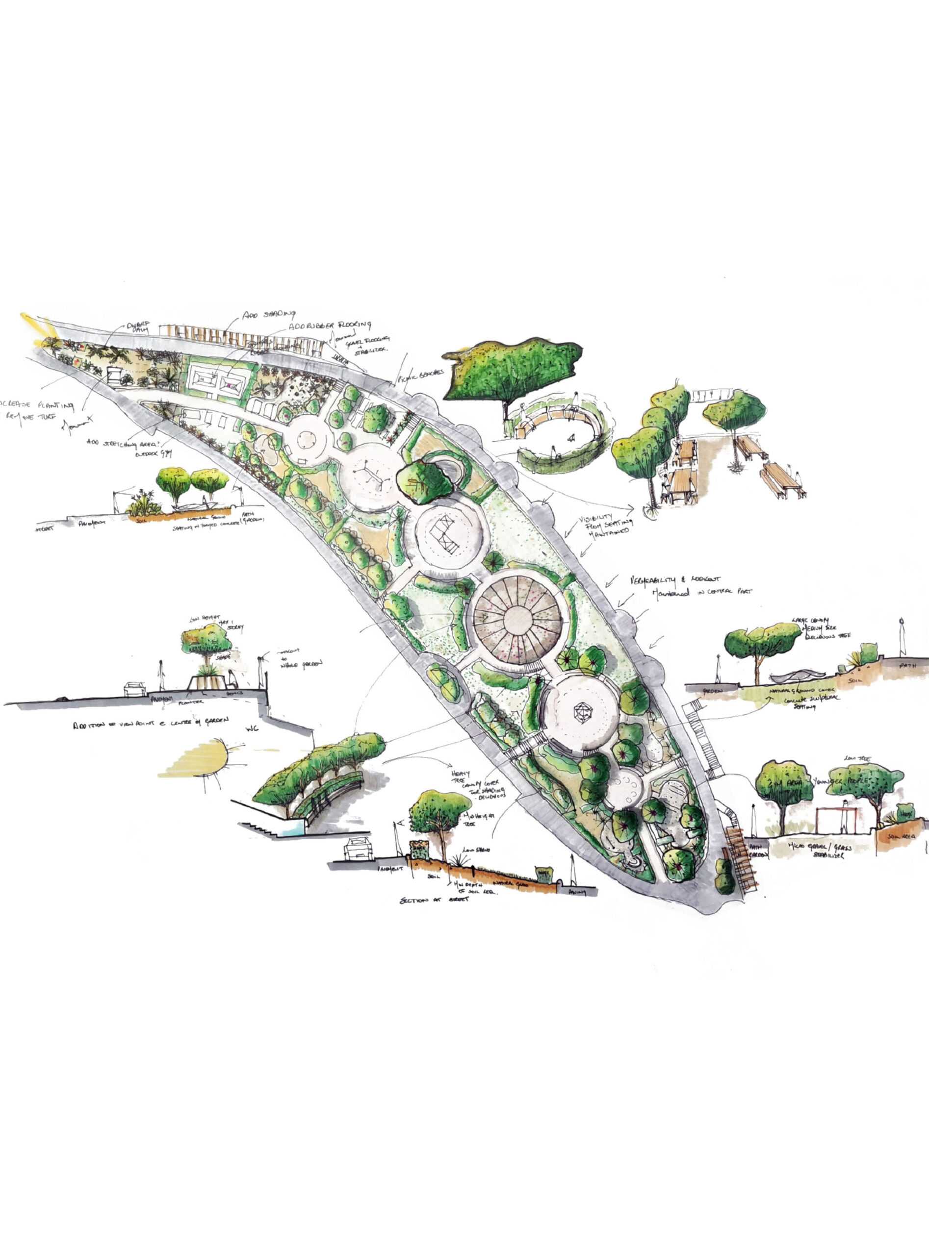 Detailed layout of the Gnien George Bonello Dupuis landscape art work.
